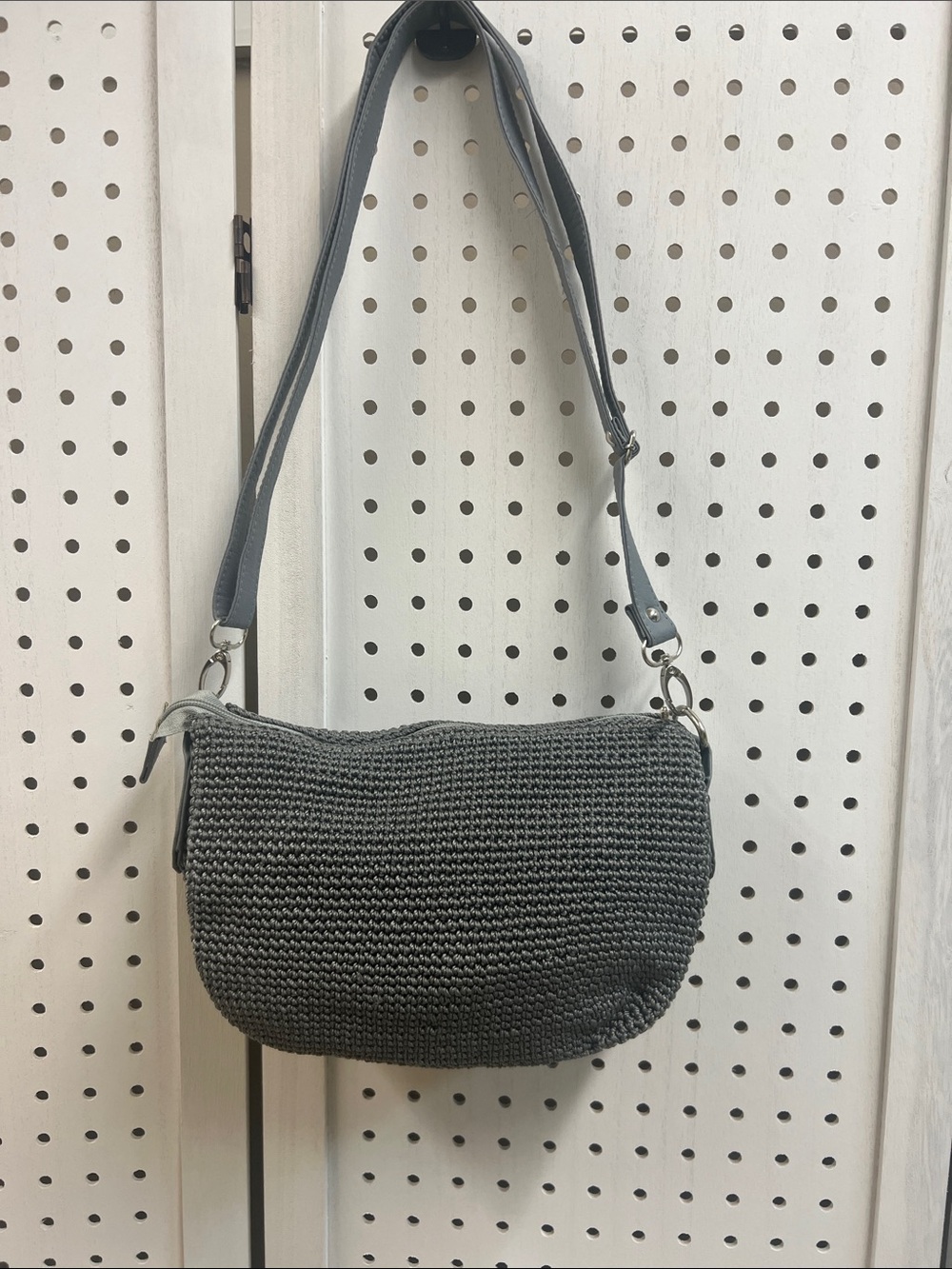Woven Crossbody Shoulder Bag in Dark Gray